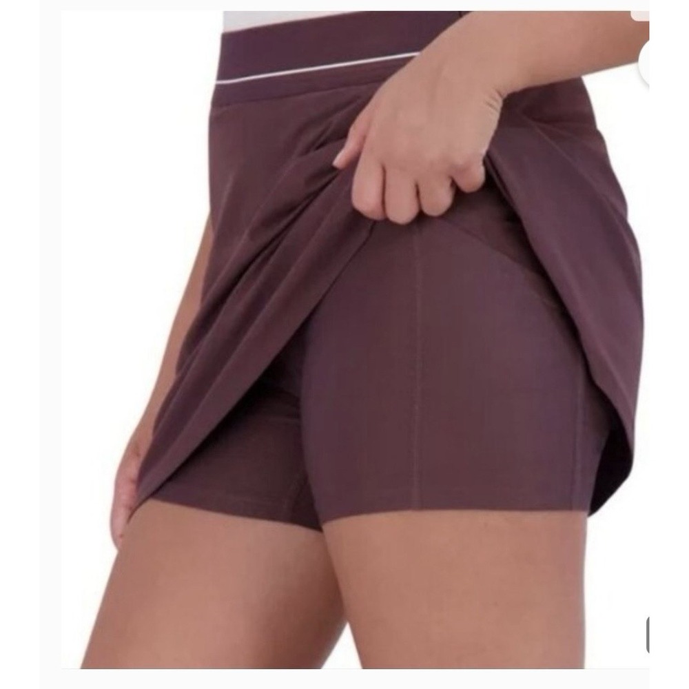 Soybu Women's Athletic Skirt Short Size L Brown Pull On Stretch Pockets Active